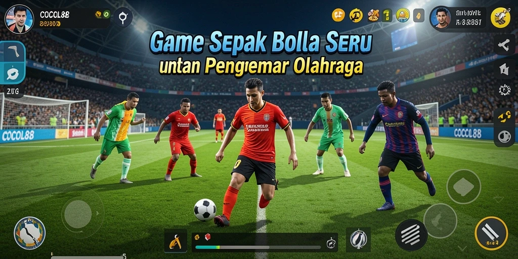 Screenshot COCOL88 menampilkan momen seru pertandingan sepak bola.