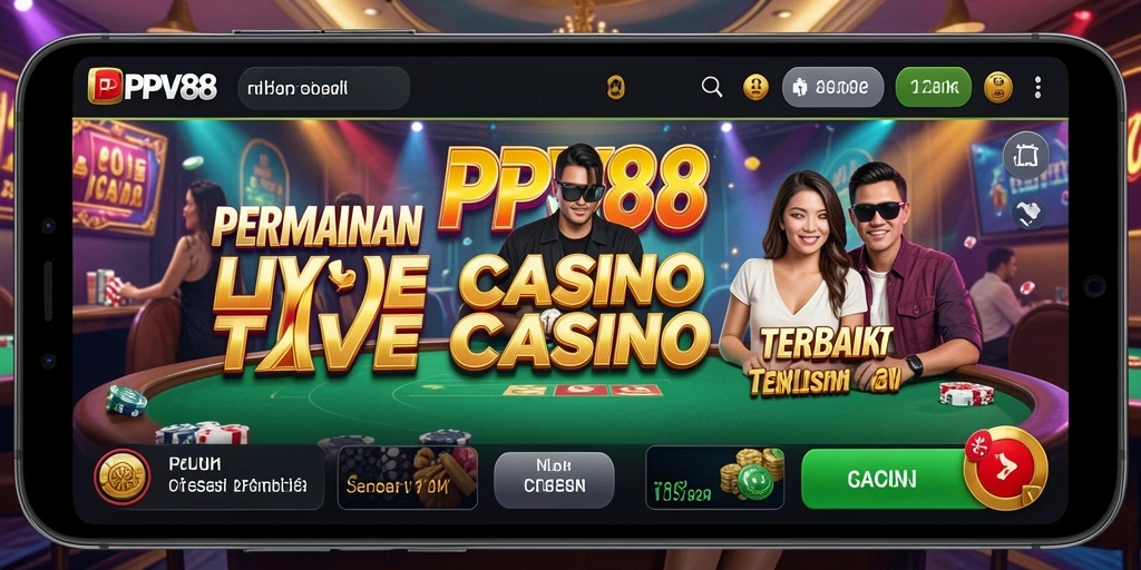 Screenshot gameplay PPV88 menunjukkan dealer live berinteraksi dengan pemain.